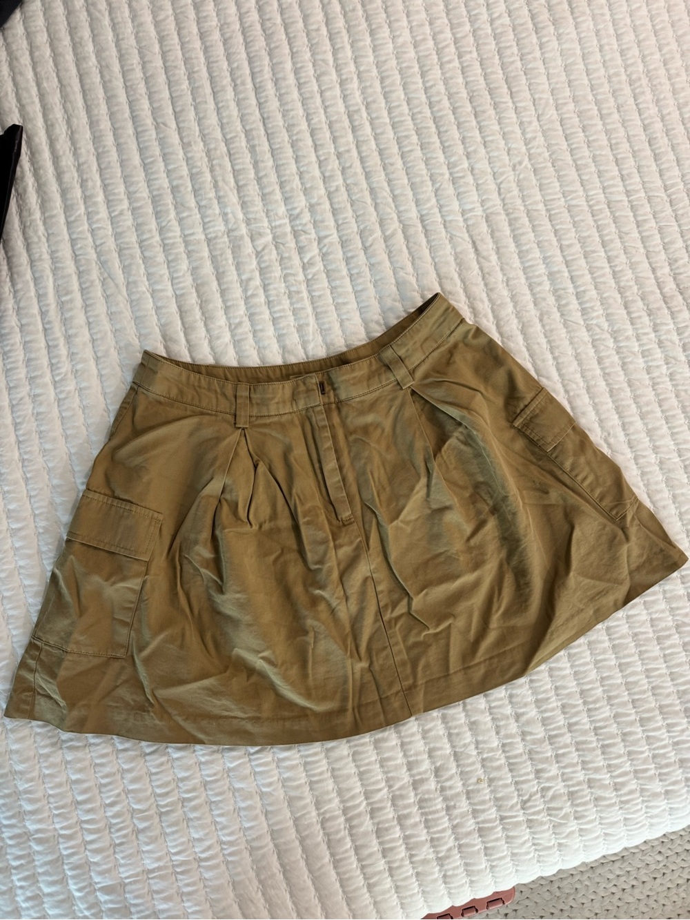 WAYF Khaki Utility A-Line Skirt